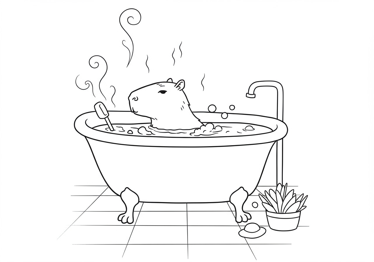 Tranh tô màu Capybara cute 8